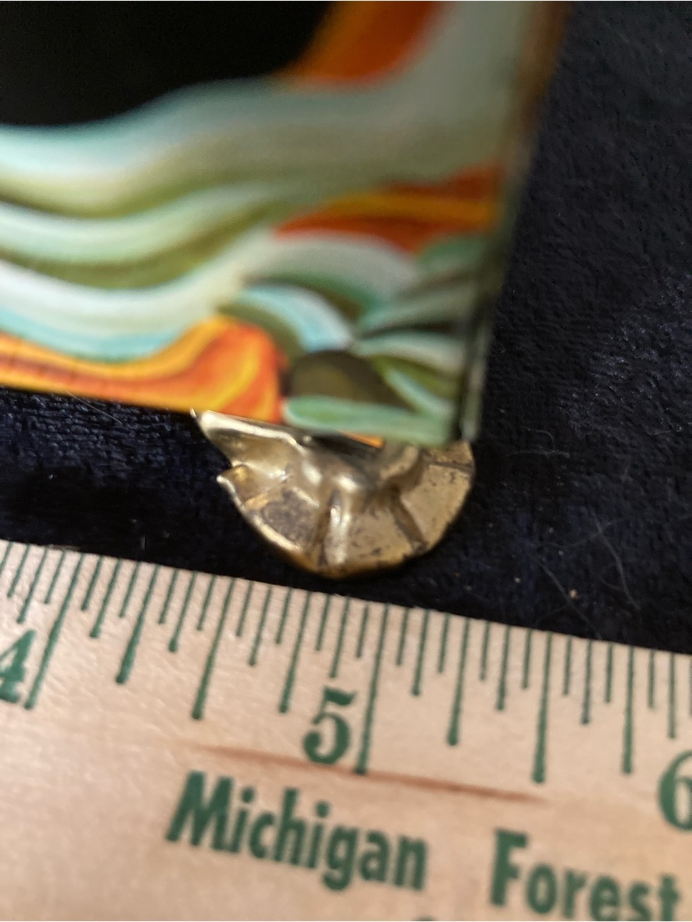 Western Germany Fricke & Nacke Hand-Painted Mavis Tin Home Art Trinket Box MCM - Picture 8 of 9
